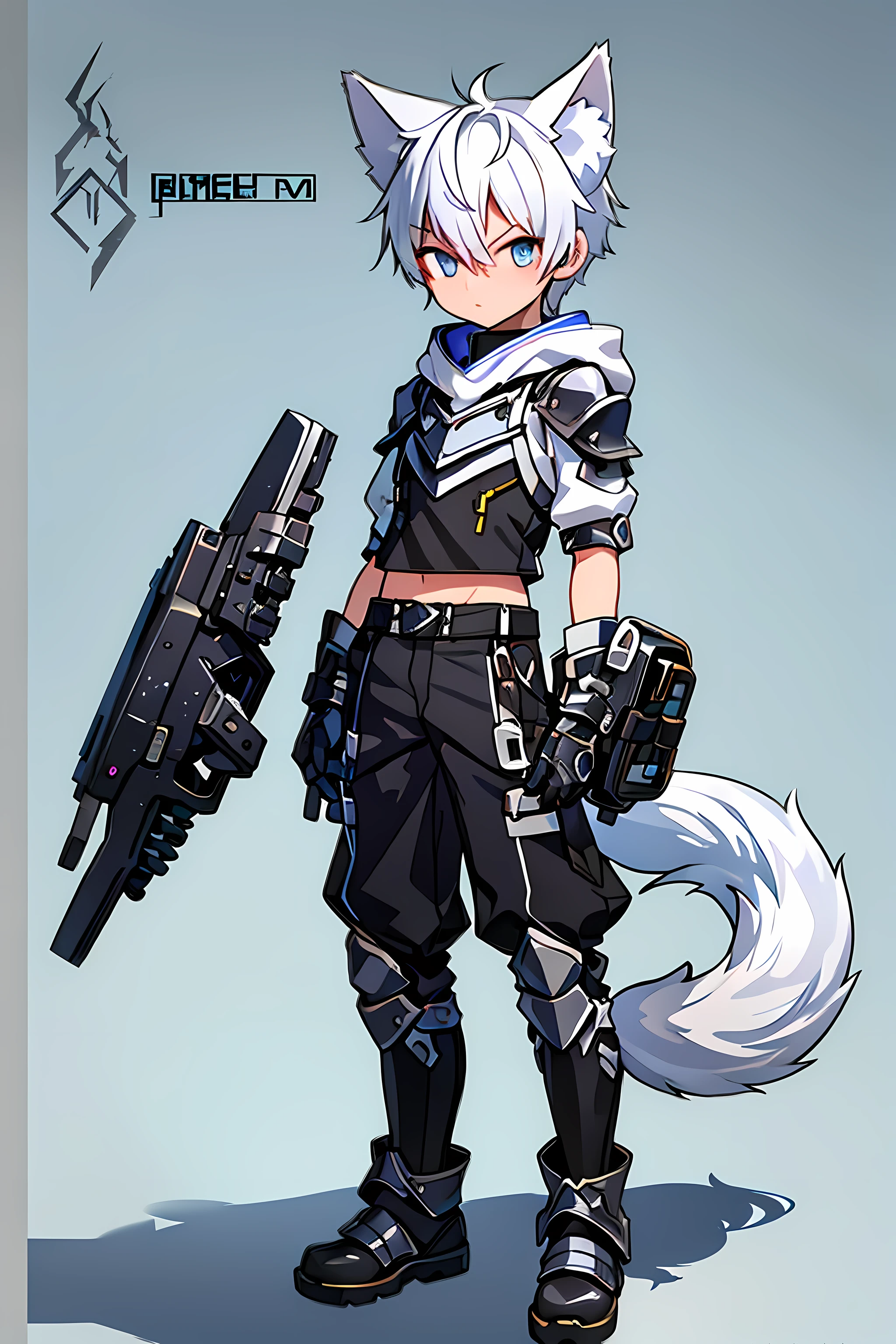 Game CG，8K quality，((younge boy))，juvenile sense，Anime male protagonist，Wolf ears，Wolf tail，agony，goggles，Tech earmuffs，Black and blue unibody mech set，White armored gloves，Racing boots，Fight，ventania，Light effects，Full body like，injury，Sit with open legs，fell，Battle damage，Defeat，dying，Single