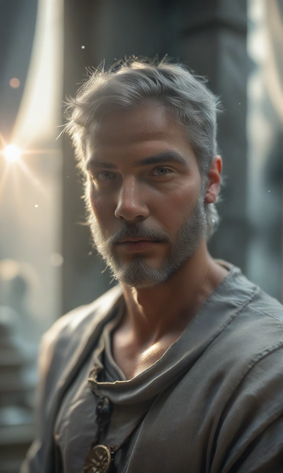 score_9, score_8_up, score_7_up, score_6_up, photo, realism, photorealistic, front view, greek god, male, gray hair, gray beard, muscular body, greek white tunic, in clouds, looking at viewer, depth of field, bokeh, sunlight,