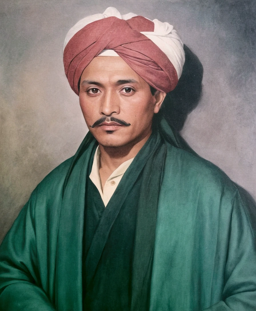 a close up of a painting of a man with a white turban, Ashoka Tano, wearing a turban, turban, kuntilanak, Kano Tan&#39;yu, inspired by Kamāl ud-Dīn Behzād, ayamin to whom, lokah samastah sukhino bhavantu, ditigal painting, inspired by Basuki Abdullah