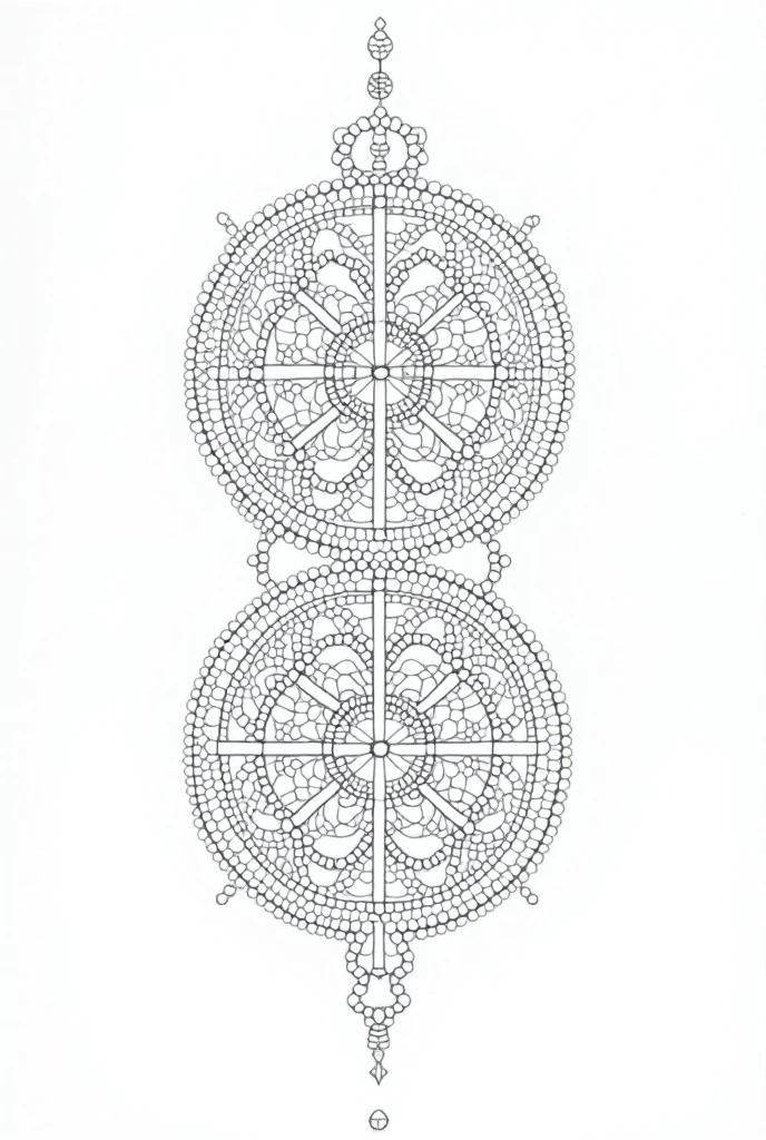  simplified zentangle {x} black and white drawing of two circles with dots,  with symmetry complicated detailed , Complex details illustration, Complex detail drawing, Complex elements, 対称的でComplex, Complex ornament, with symmetry Complex detailed, Complex lines, Complex ornaments, Complex filagree, Complex line, ((Complex)), 対称的 and Complex, Complex image, Complex designs