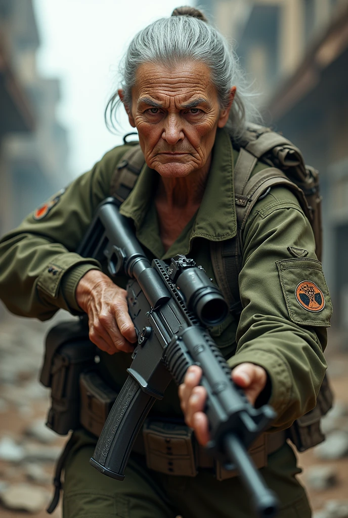 Grand Ma Rambo Generate granny rambo with machine gun - SeaArt AI