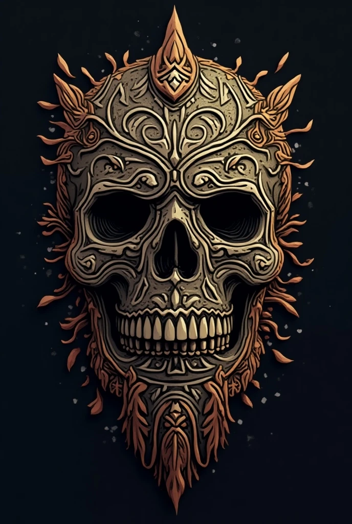 T-shirt design, black background, centered art, 2D, vector, vivid color splash, intricate details, necromancer skull character in petroleum black overcoat with wet glitter look hood, full moon night, midnight, cemetery, tombs, trees dried, rim light, edge vignette, greg rutkowsk