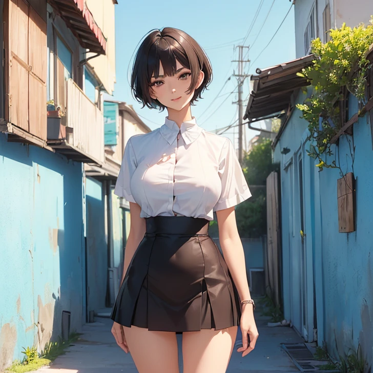 Best image quality, Japanese Classroom, Crowd, A lot of strangers, White underwear, Show your ass, Embarrassed face, solo, woman, Black Hair, Bob Hair