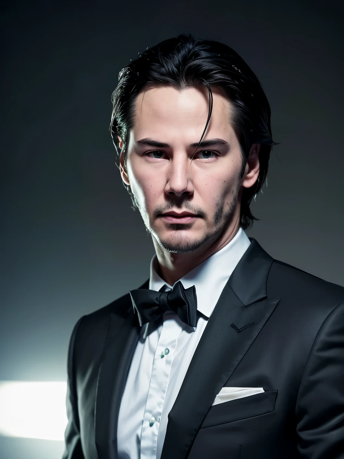 portrait of sks person in tuxedo, (perfect eyes), energetic and colorful streams of light (photo, studio lighting, hard light, sony a7, 50 mm, matte skin, pores, concept art, colors, hyperdetailed), with professional color grading, soft shadows, bright colors, daylight, <lora:locon_keanu_v1_from_v1_64_32:1.3>