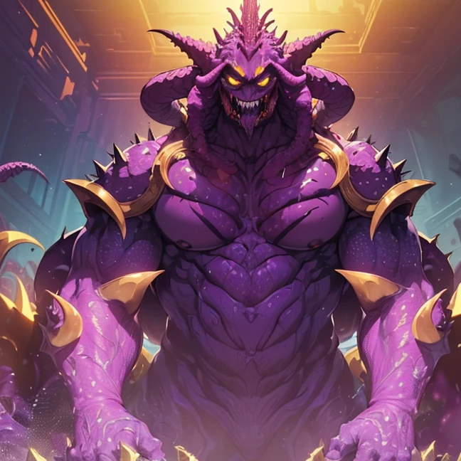 One, good looking, 1 person, Sporty body, V-shaped body, Detailed armor in black with purple glittering details, black demon horns, Long Hair, Black Hair, Reddish purple color of reptile eyes, Purple thread, Black light,Muscular boy,Huge penis,Huge muscles,smooth muscles,Crouch and faint,Sex,A deep kiss,Ejaculate