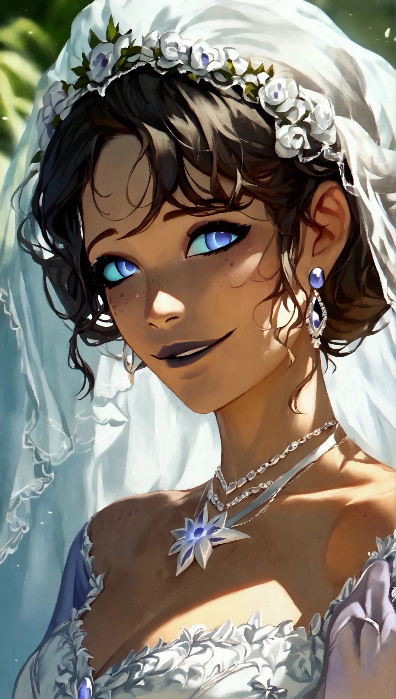 score_9, score_8_up, score_7_up, Emily, 1girl, jewelry, dress, wedding_dress, veil, necklace, ring, formal, smile, realistic, earrings, white_dress, flower, bridal_veil, hair, wedding, bride, breasts, wedding_ring, grin, striped, (masterpiece), best quality, expressive eyes, perfect face, good hands, best hands, detailed, high quality, high resolution. 8k