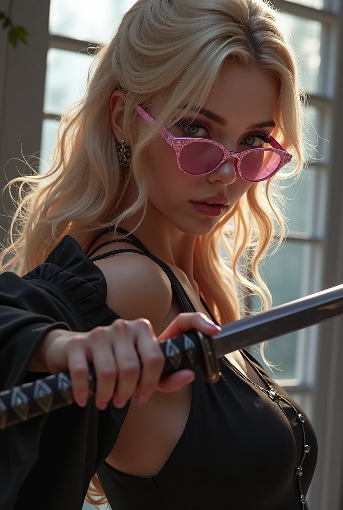 insanely detailed, Detailed portrait of illustration,masterpiece, best quality, beautiful lighting,(taylor swift),nezuko, japanese_clothes, kimono, solo, bamboo, bit_gag, gag, pink_kimono, gagged, looking_at_viewer, forehead, RAW photo, 8k uhd, film grain,showing big and nipples