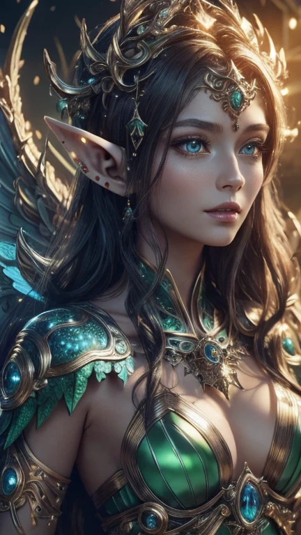 (Best quality, 4k, High-resolution, Masterpiece:1.2), Ultra-detailed, Realistic, Radiant lighting, (An Epoch Elves, angel:1.5), Portraits, Fantastical colors, Fine art, Ethereal beings, Dreamlike, Whimsical creatures, Detailed facial features, Glowing eyes, 3 Elven beauties, Ethereal glow, Mythical creatures, Harmonious composition, Dazzling colors, Stunning visual effects, Otherworldly appearance, Mesmerizing artistry,