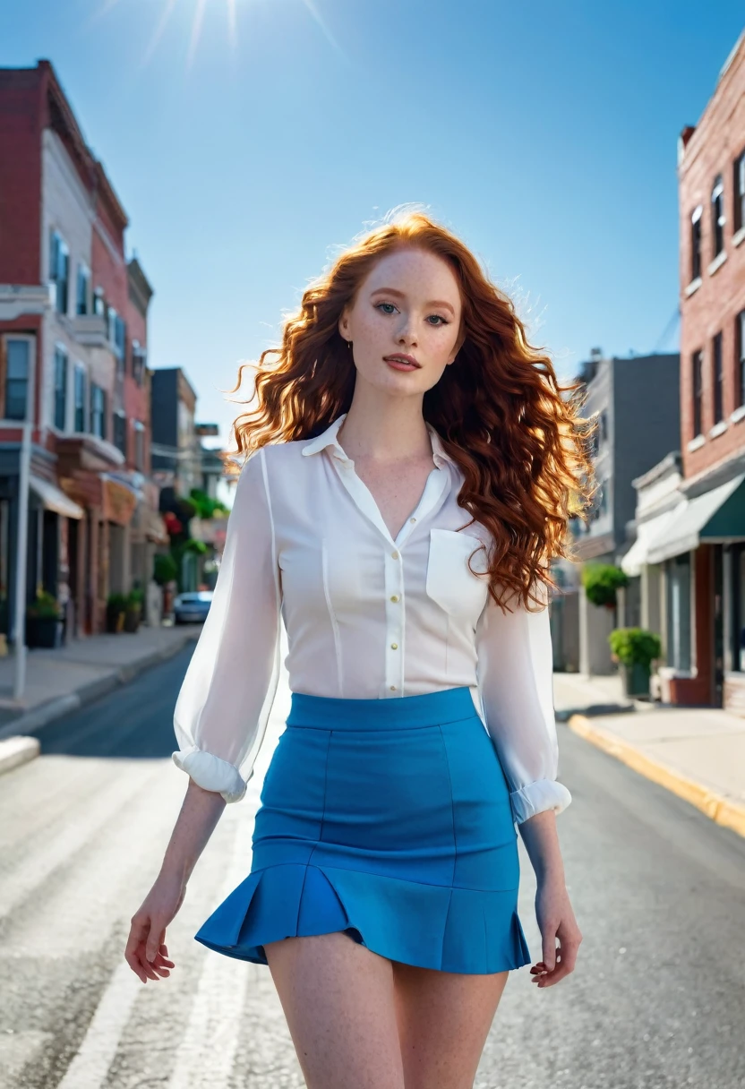 LenaKatinaV11  standing on a street corner with a open white shirt tied, tie; best quality,focus on face, 1girl, (tartan black and white miniskirt), white long socks, natural breast, day, blur background, outdoor, (people, crowds:1.1), (floating hair:1.2), beautifully detailed sky, (school), (casual yet stylish), (dynamic pose:1), soft lighting, wind, shiny skin, sfw, fully dressed, (portrait),