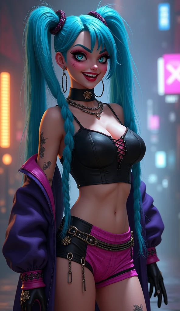 goth, color:spectrum, excited, bright rainbow hair, pale skin, smoky eyes, vivid colors, braless, holding breasts, topless, on stage, punk rock hairstyle, long wavy hair, black lips, cheering, technicolor, smile