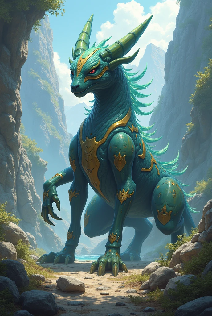 Design a mythical creature that has never been seen before. Your artwork should showcase the unique features and characteristics of this creature, with a color palette and texture that bring it to life.