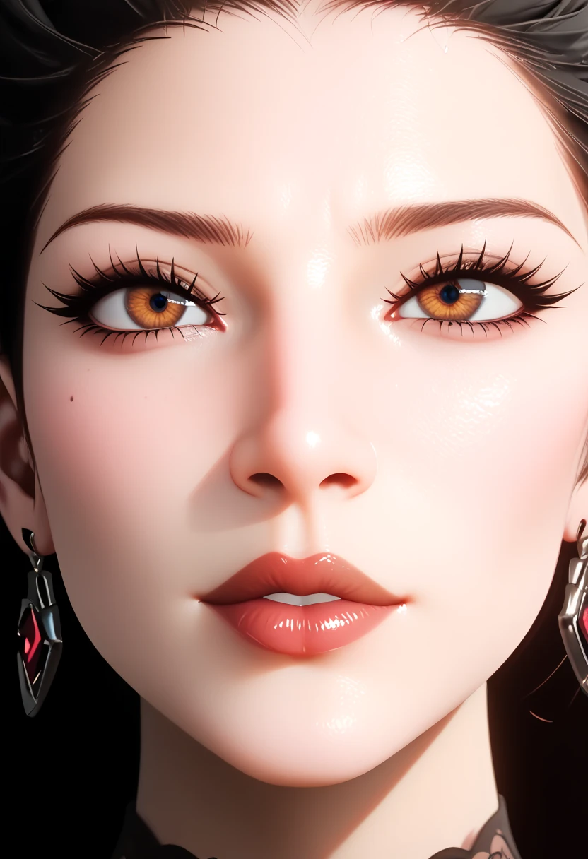 Nyl2 style, perfect face, perfect lighting, sexy lips, sexy female, thicc, huge breasts, large breasts, sweat, high quality skin texture, huge round ass, high close shot of skin, skin pores, hair follicles, very close up shot, structured face, mature female, milf, rtx 4090, ray tracing, 8k, highest quality, closed mouth