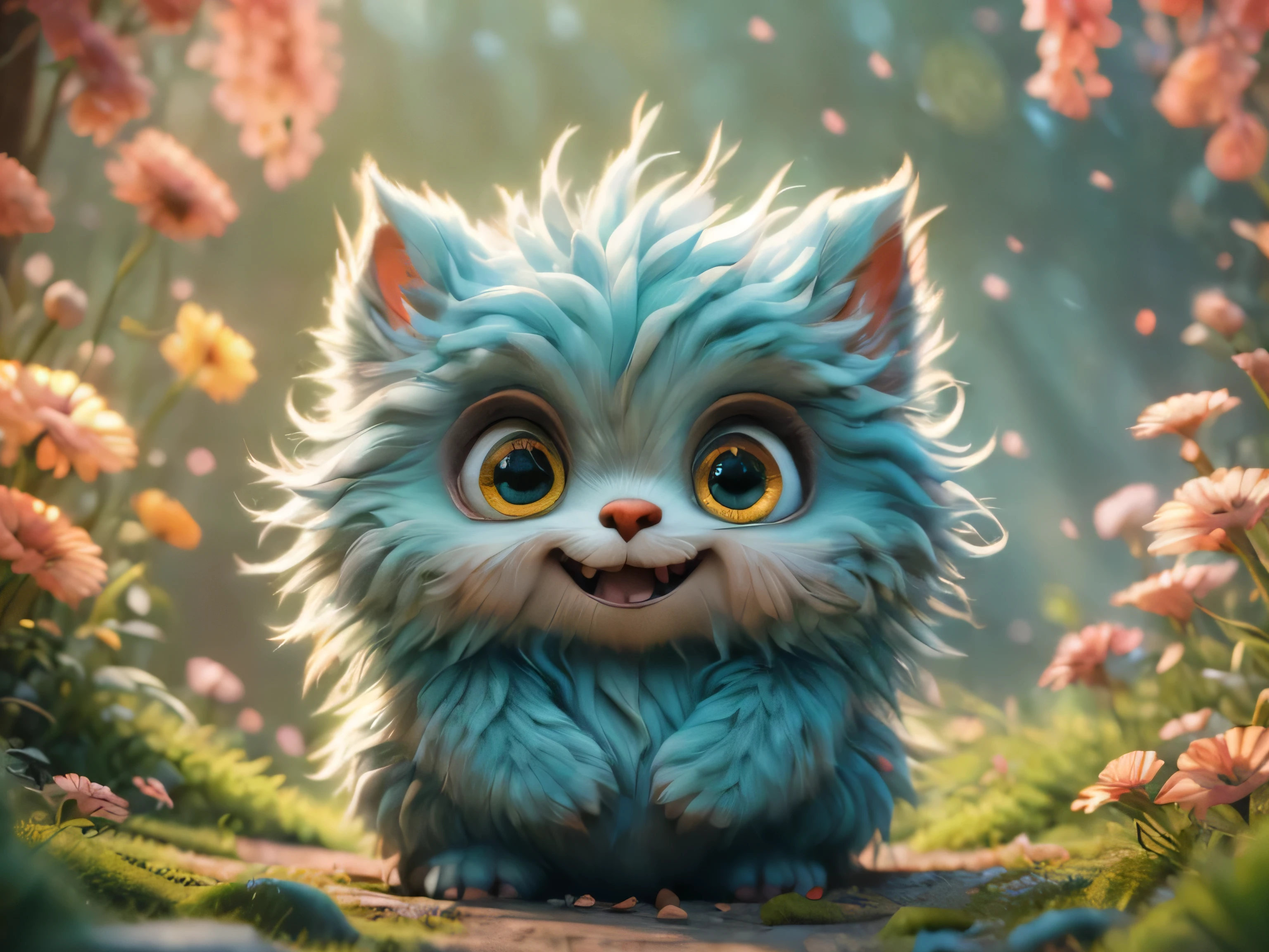 Magical Fantasy Creature, (Best Quality, Masterpiece, Representative Work, Official Art, Professional, Super Detailed, 8k:1.3), (Photorealism:1.2) Super Cute, Big Eyes, Soft, Soft Nose, Furry, Double Toothed Smile, Yeti on Mountain Background, Realistic, Beautiful, Stars in Eyes, Soft Volumetric Light, (Backlight:1.3), (Cinematic:1.2), Intricate Details, (ArtStation:1.3), --auto --s2