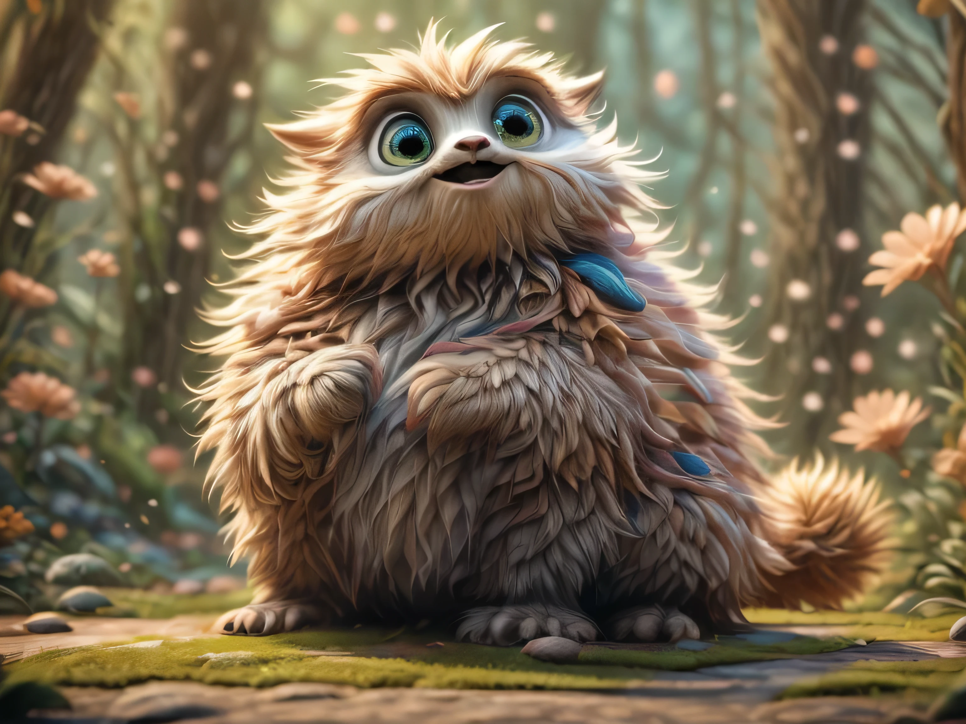 Magical Fantasy Creature, (Best Quality, Masterpiece, Representative Work, Official Art, Professional, Super Detailed, 8k:1.3), (Photorealism:1.2) Super Cute, Big Eyes, Soft, Soft Nose, Fluffy, Two-Toothed Smile, Sloth in Natural Background, Realistic, Beautiful, Stars in Eyes, Soft Volumetric Light, (Backlight:1.3), (Cinematic:1.2), Intricate Details, (ArtStation:1.3), --auto --s2