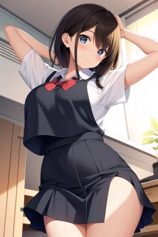 (お尻を私に向けてOn all fours、looked back:1.5),((Tabletop, Highest quality, High resolution, Hmph, Pixel Perfect, 4K, Hmph, Hmph))), One Girl, single, alone, beauty、The whole body is visible、 ((Mid-wave hair, bangs, Brown Hair)), ((Brown eyes, Beautiful eyelashes, Realistic eyes)), ((Detailed face, Blushing:1.2)), ((Smooth texture:0.75, Realistic texture:0.65, Realistic:1.1, Anime CG Style)), Center of chest, Dynamic Angle, Perfect body, ((Pink is good,)), classroom、Looking up from below、Very embarrassing panic smile, 、、(The wind flipped up her skirt, Exposing your buttocks....................、On all fours、Her white and pink floral lace panties are completely visible)、My whole body is wet