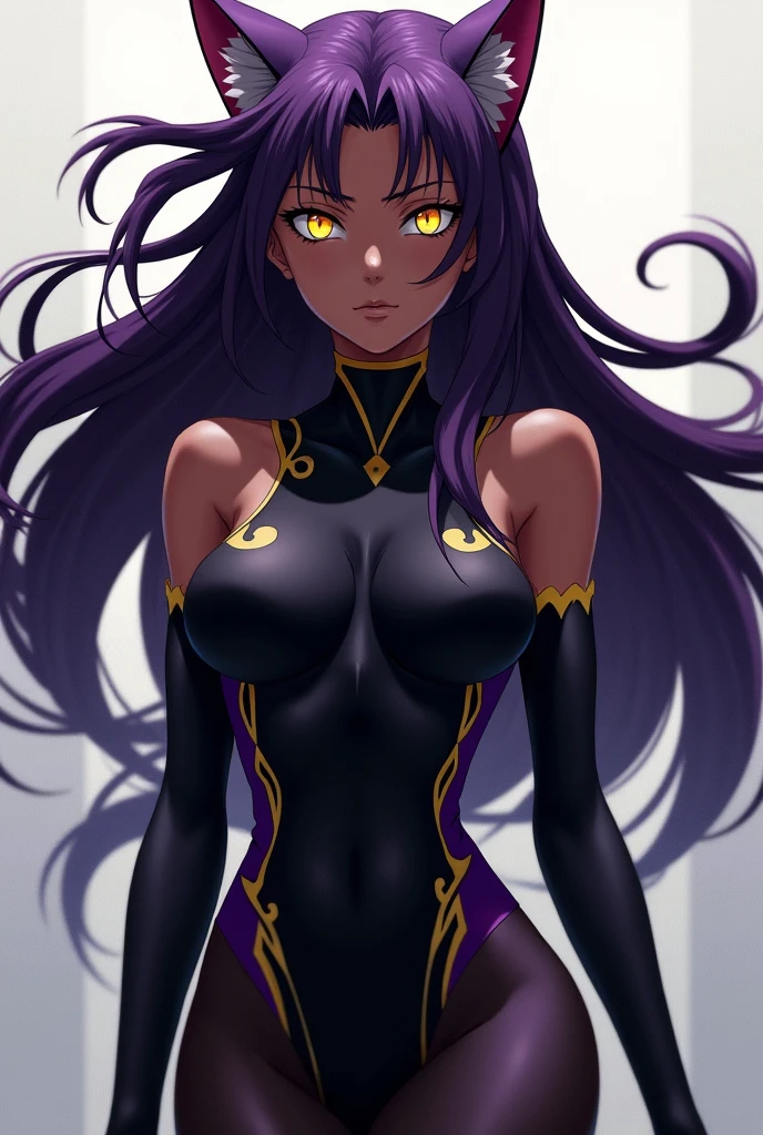 ((Solo portrait)),((dark skin color:1.5)),(woman1),(hot),(height 1.76cm),(purple eyes),(long purple hair),(slim body),(slim body),(super beautiful),(divine beauty),(gaseous),(attractive),(beautiful),(curvy body),(Young)