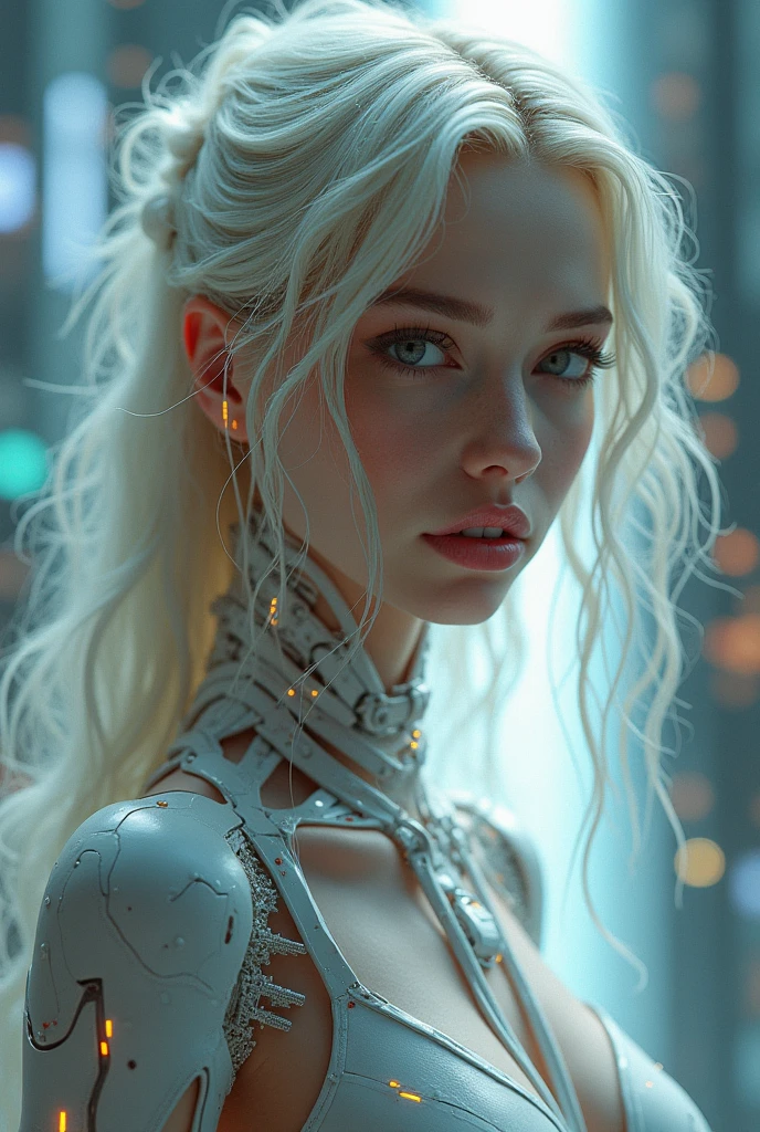 hyper-realistic ultra detailed photograph of a futuristic beautiful white barbarian princess (18 years actress Amber Heard ) , her name Emma, (well lit young looking face) , soft features , great skin detail , ((big perky breasts)) (perky ) ,(perfect anatomy),(perfect body proportions)(perfect round butt) , in A British style street ,(marvel universe style) (sexy semi-transparent , translucent dystopian , bdsm outfit), (see through panties) (leather , bdsm accessories in purple ), (seductrees ) , long wild PLATINUM blonde hair, (golden tattooed hands), (sexy body poses ) , (detailed symmetric beautiful clear green-blue eyes), detailed gorgeous face, platinum blonde hair apocalyptic dystopian cyberpunk environment, (full body photo with skirt , high camera angles) , exquisite detail, high saturation and colors , 20-megapixel, 8k, Nikon Z9 DSLR, 50mm lens, sharp focus, intricately detailed, f/2, ISO 100, shutter speed 1/250, beauty lighting , diffuse back lighting, hdr , raw , award winning photograph, colorful , good contrast, High sharpness, facial symmetry, bokeh depth of field, ultra-detailed photography, raytraced, global illumination, smooth, ultra high definition, 8k, unreal engine 5, ultra sharp focus, award-winning photograph, trending on artstation , masterpiece