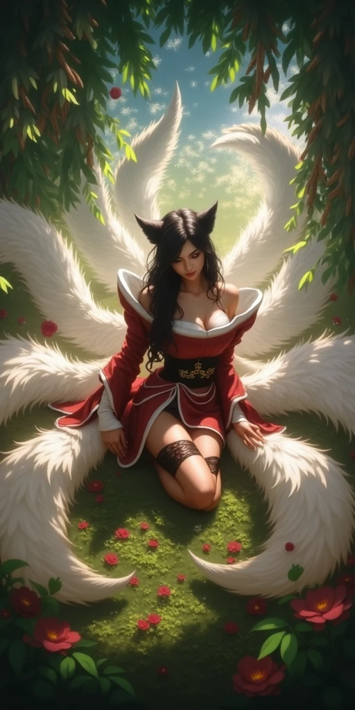 ((sfw, masterpiece, high quality, calm, peaceful, magical girl, eyes closed, pillow, bedroom, sleeping, lying down, resting)), ahri, 1girl, magic, magical swirls, mystical, long hair, animal ears, black hair, whisker markings, cleavage, cinematic, sharp focus, amazing fine detail, rich colors, dramatic lighting, intricate, <lora:ahri_sdxl_lowlearningrate:0.4>