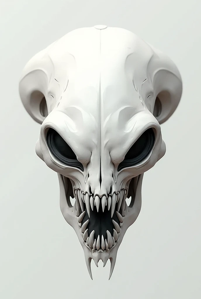 Giant black-eyed monster head,
 on a black background, sideways , that covers the entire image 
