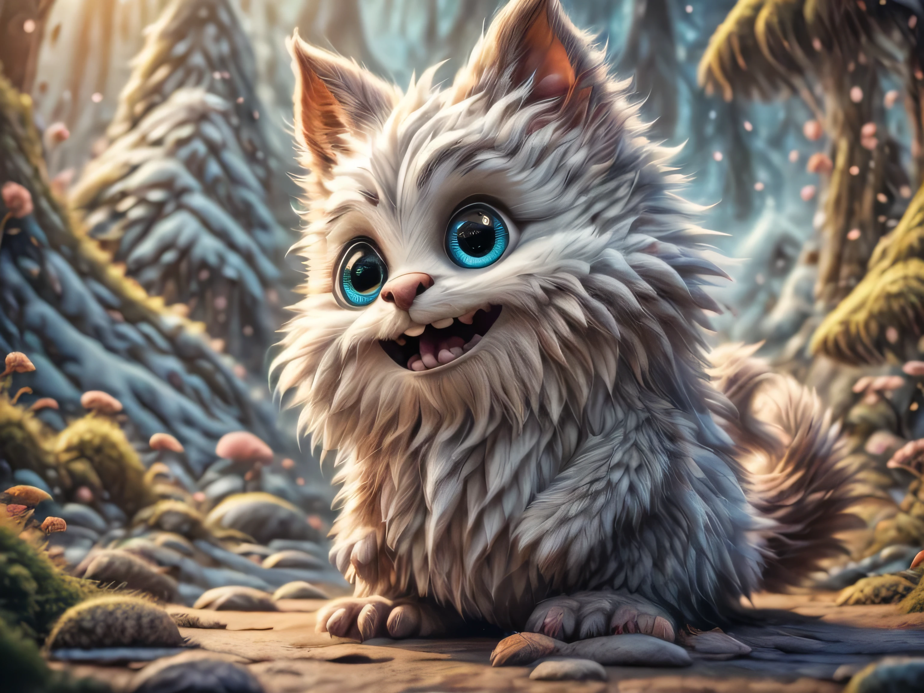 Magical Fantasy Creature, (Best Quality, Masterpiece, Representative Work, Official Art, Professional, Super Detailed, 8k:1.3), (Photorealism:1.2) Super Cute, Big Eyes, Soft, Soft Nose, Furry, Double Toothed Smile, Yeti on Mountain Background, Realistic, Beautiful, Stars in Eyes, Soft Volumetric Light, (Backlight:1.3), (Cinematic:1.2), Intricate Details, (ArtStation:1.3), --auto --s2