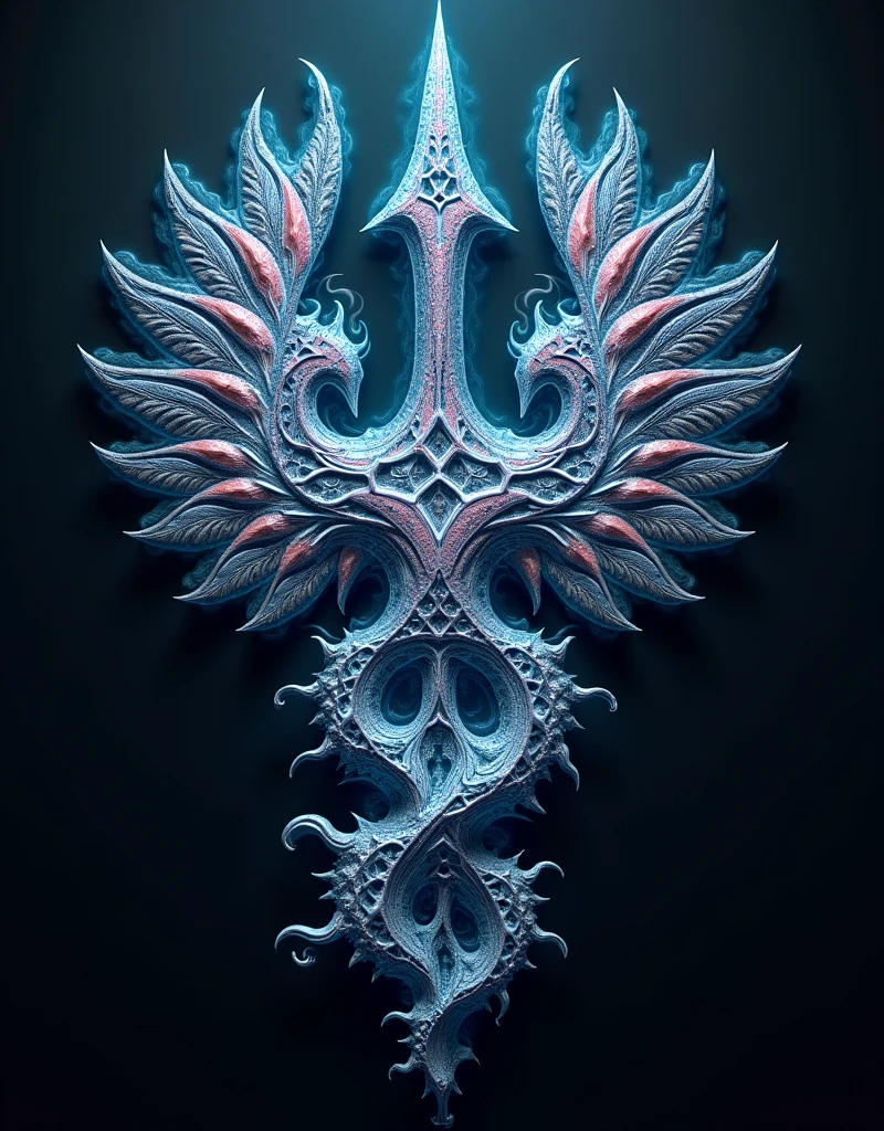 (((masterpiece))), (((Ukrainian trident in the form of a futurological fractal))),  fractal style image in fractal graphics.