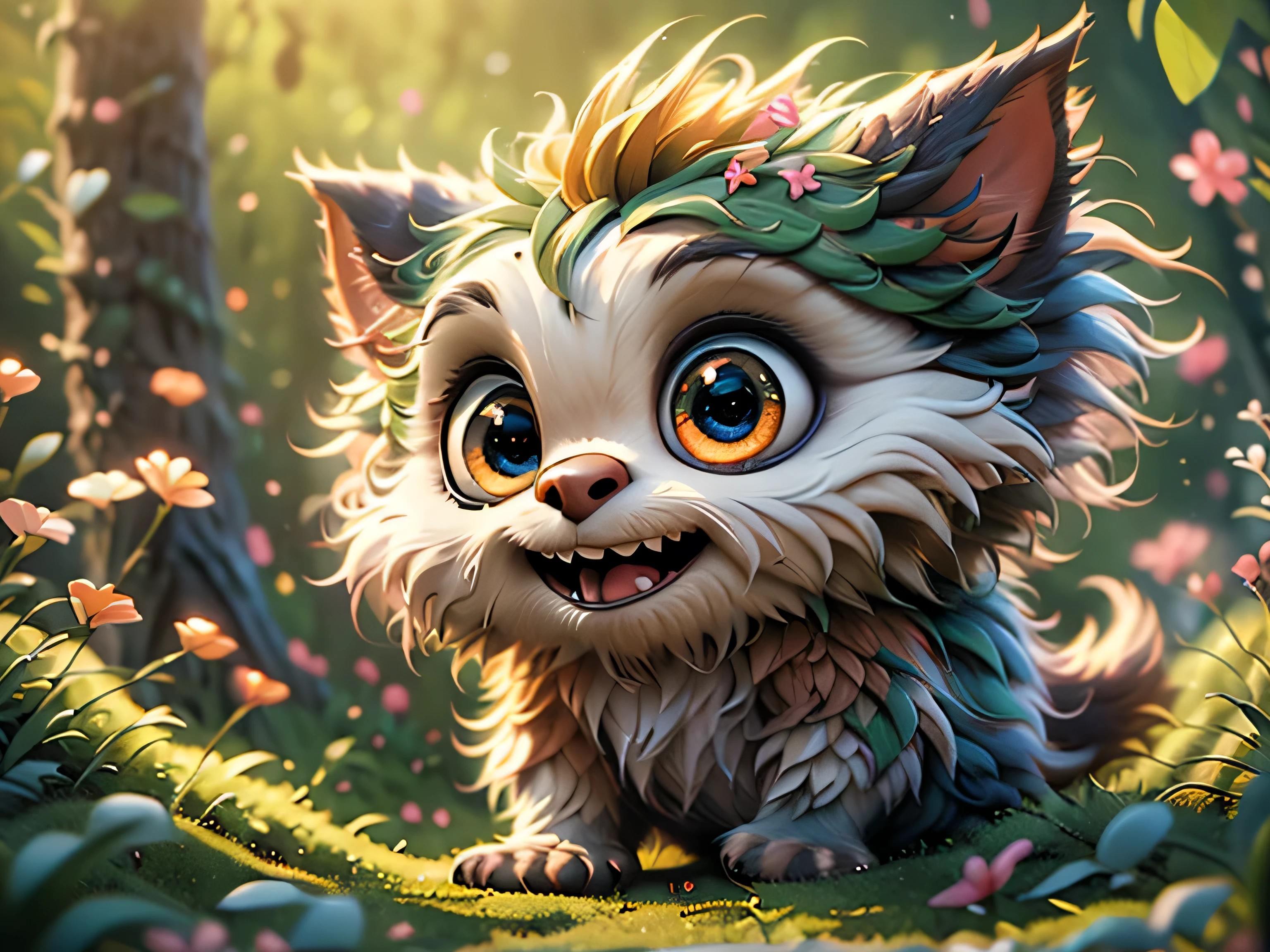 Magical Fantasy Creature, (Best Quality, Masterpiece, Representative Work, Official Art, Professional, Super Detailed, 8k:1.3), (Photorealism:1.2) Super Cute, Big Eyes, Soft, Soft Nose, Fluffy, Two-Toothed Smile, Sloth in Natural Background, Realistic, Beautiful, Stars in Eyes, Soft Volumetric Light, (Backlight:1.3), (Cinematic:1.2), Intricate Details, (ArtStation:1.3), --auto --s2