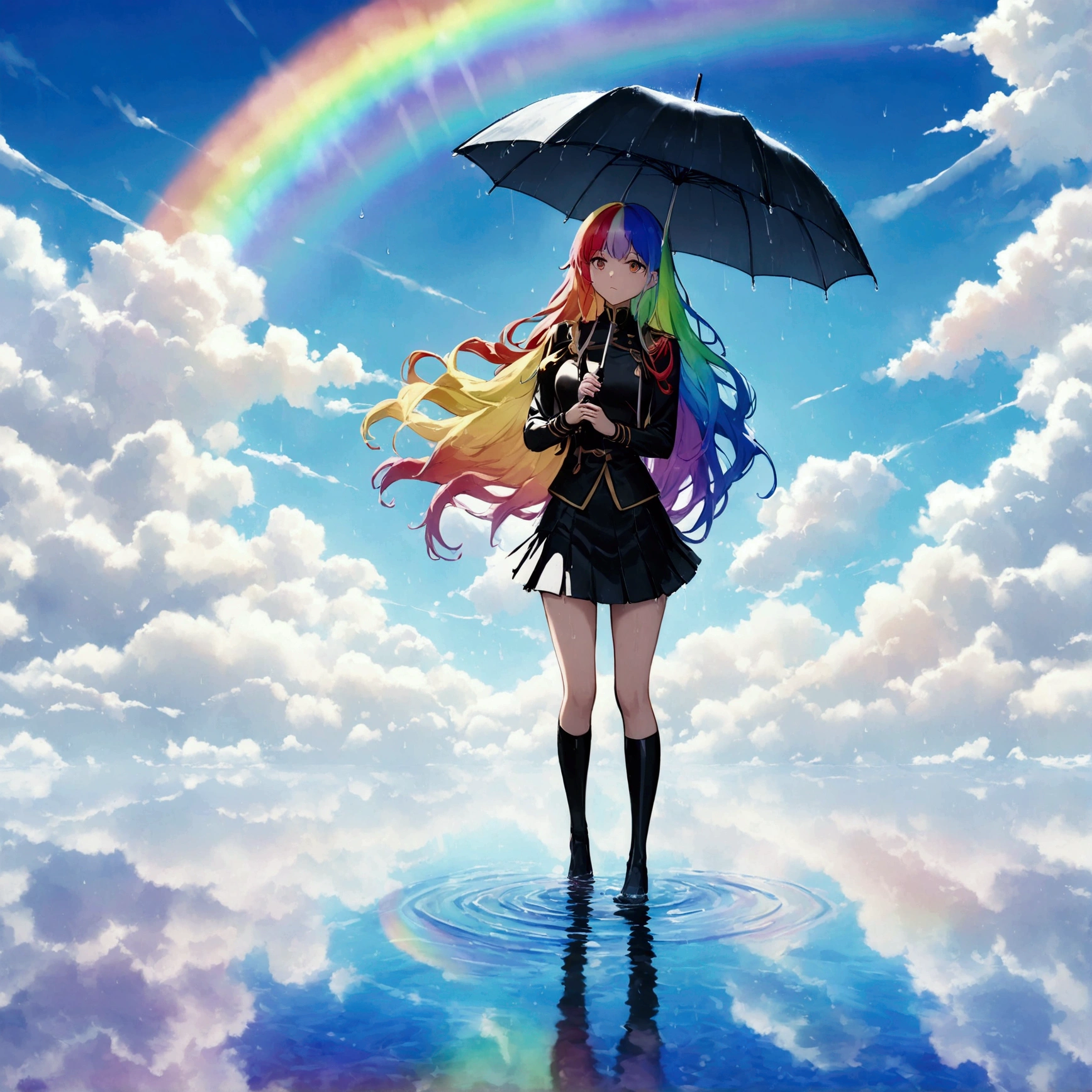 A woman holding an umbrella,Holding an umbrella with both hands - SeaArt AI