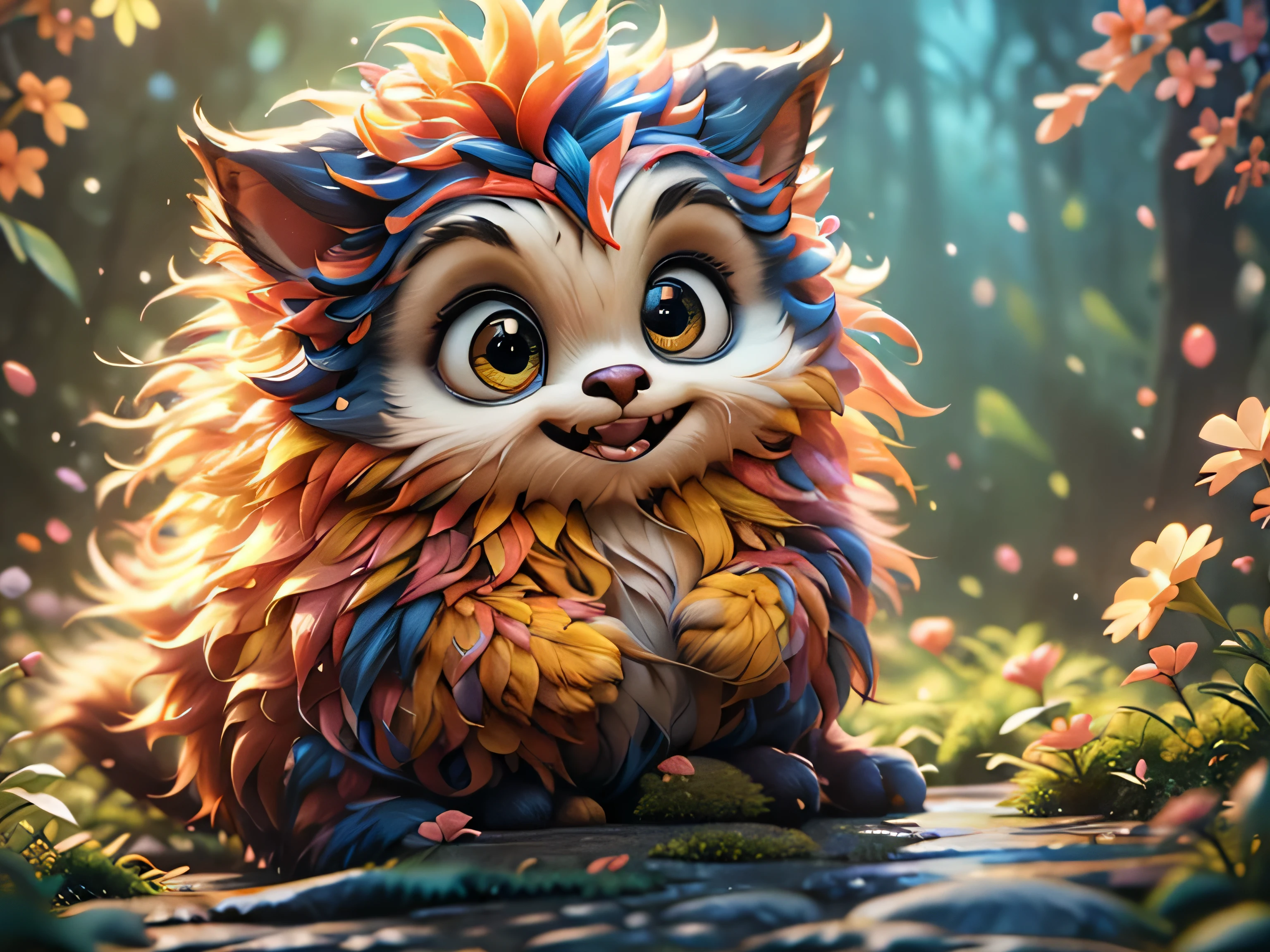 Magical Fantasy Creature, (Best Quality, Masterpiece, Representative Work, Official Art, Professional, Super Detailed, 8k:1.3), (Photorealism:1.2) Super Cute, Big Eyes, Soft, Soft Nose, Fluffy, Two-Toothed Smile, Sloth in Natural Background, Realistic, Beautiful, Stars in Eyes, Soft Volumetric Light, (Backlight:1.3), (Cinematic:1.2), Intricate Details, (ArtStation:1.3), --auto --s2