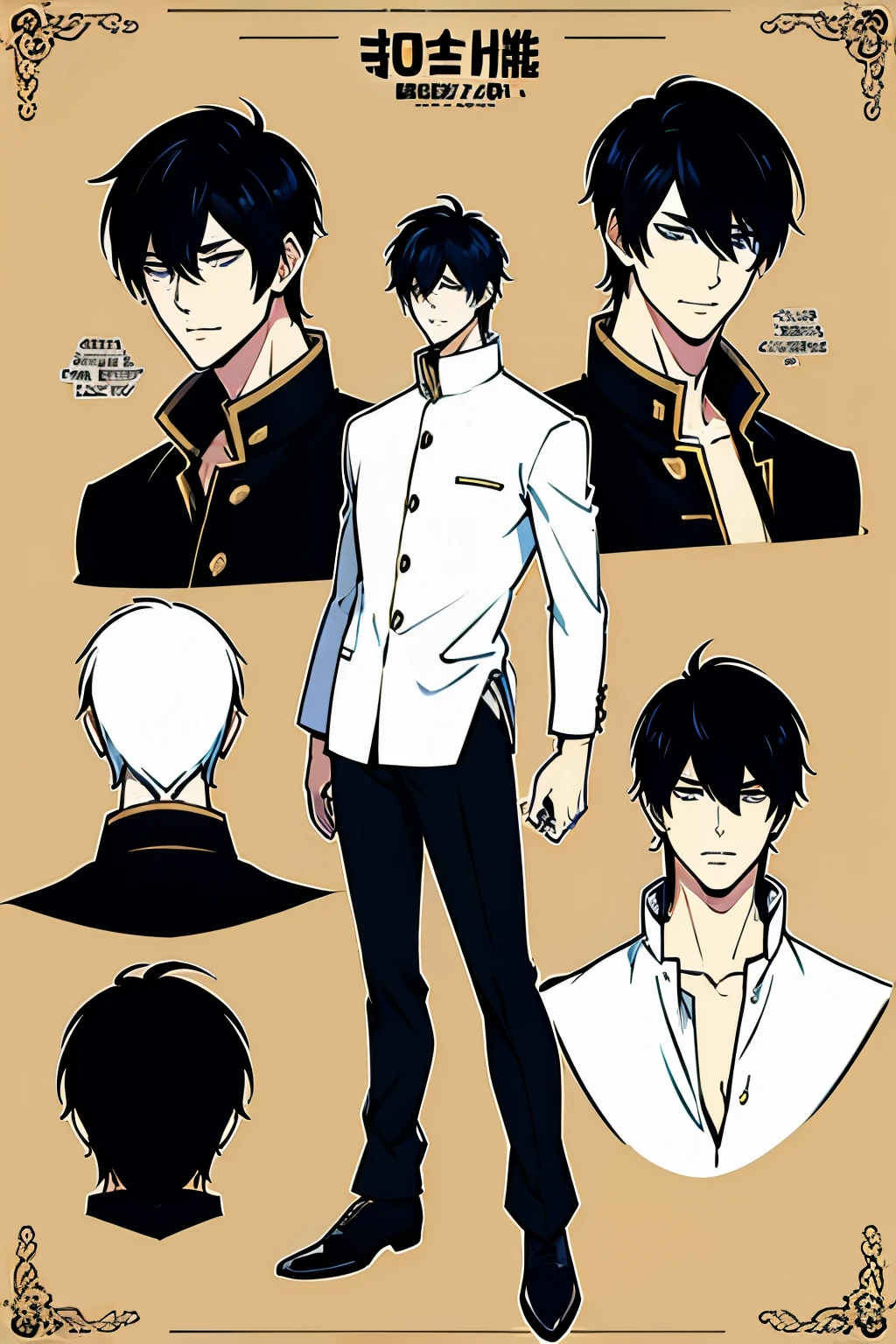 Go Eunhyuk from the Webtoon called Operation True Love, concept art, character concept, handsome main character, gakuran, black pants, school uniform