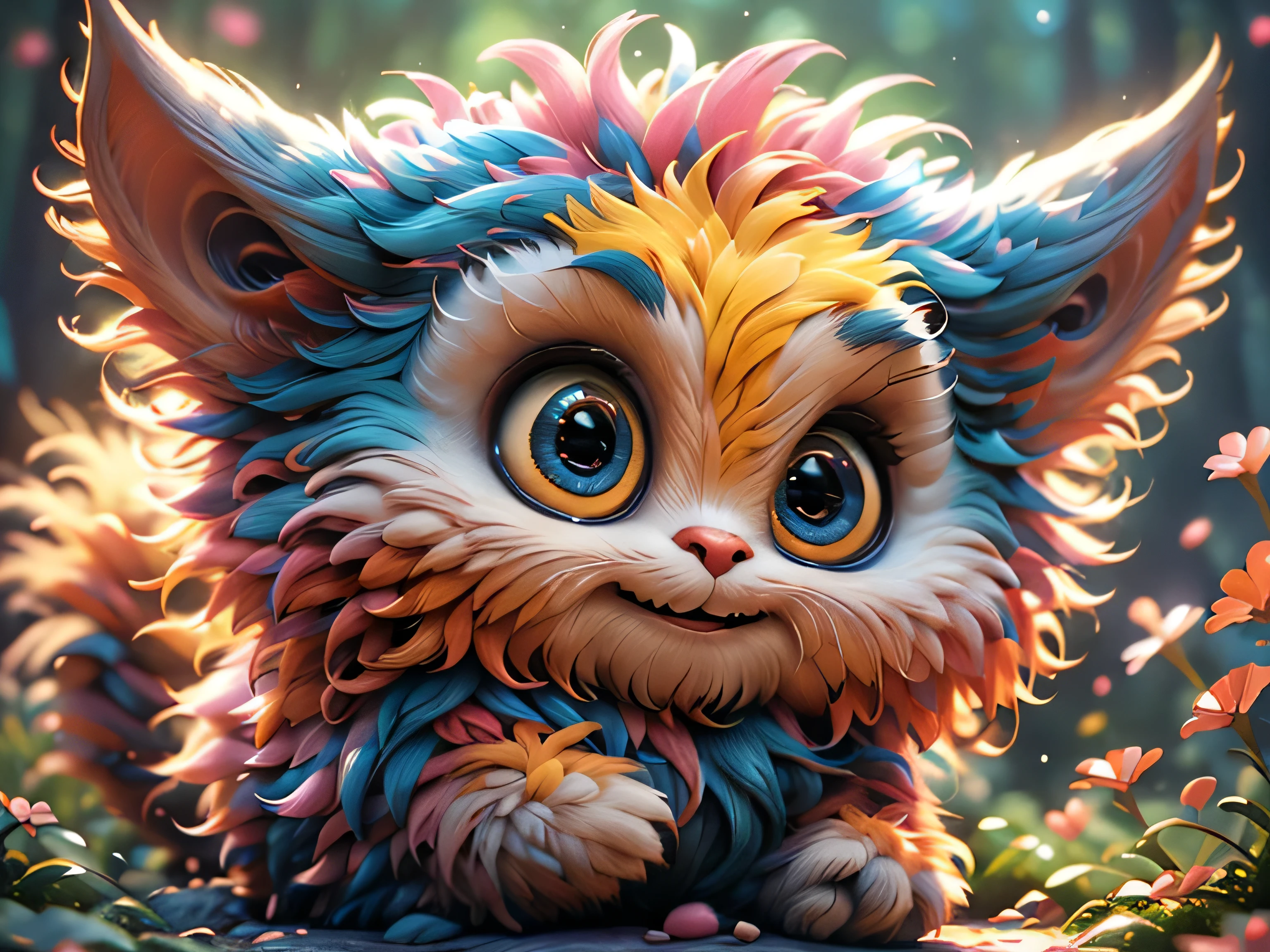 Magical Fantasy Creature, (Best Quality, Masterpiece, Representative Work, Official Art, Professional, Super Detailed, 8k:1.3), (Photorealism:1.2) Super Cute, Big Eyes, Soft, Soft Nose, Furry, Double Toothed Smile, Yeti on Mountain Background, Realistic, Beautiful, Stars in Eyes, Soft Volumetric Light, (Backlight:1.3), (Cinematic:1.2), Intricate Details, (ArtStation:1.3), --auto --s2