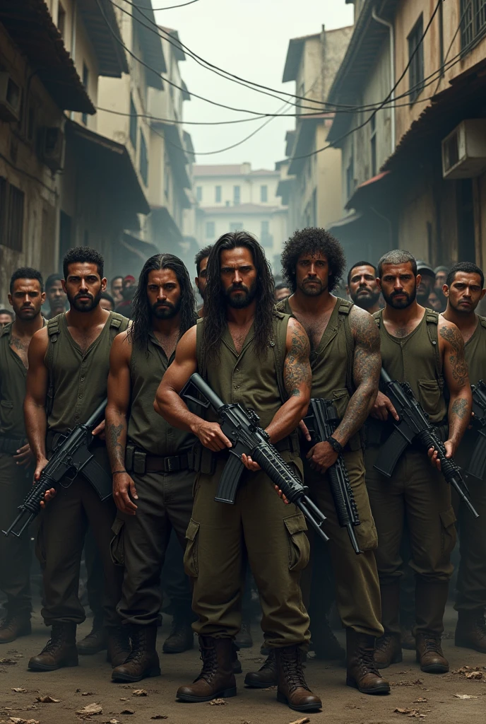 A gang of 10 friends ready for a war