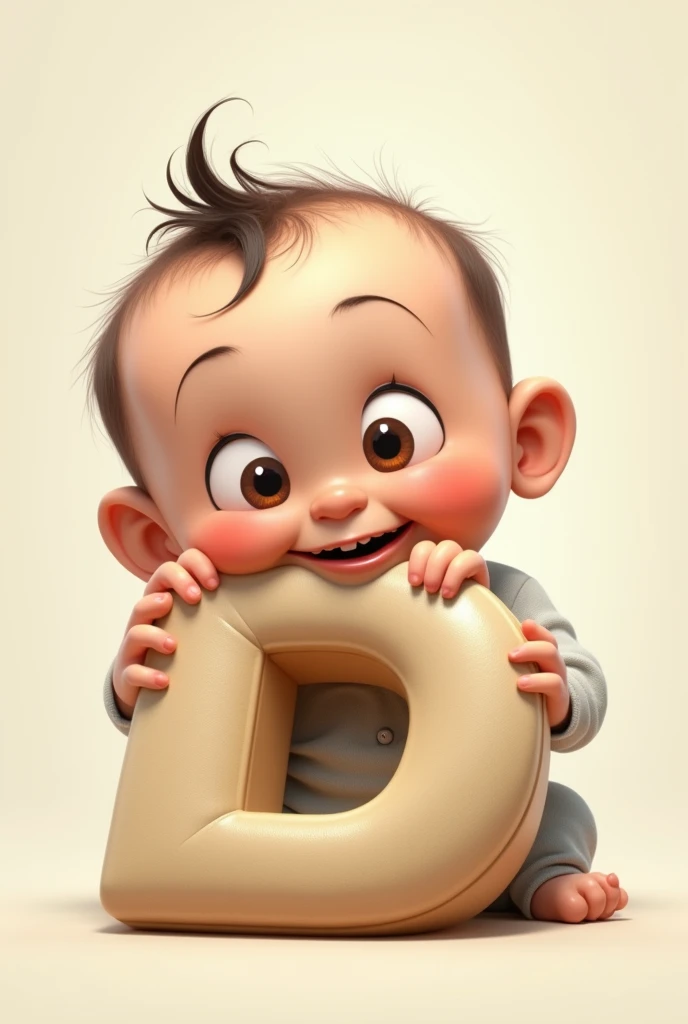 A cute baby two Hand hold high a white paper and paper write P