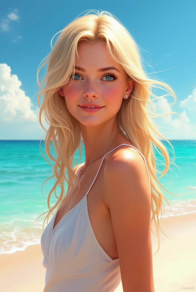 Blonde girl on the beach