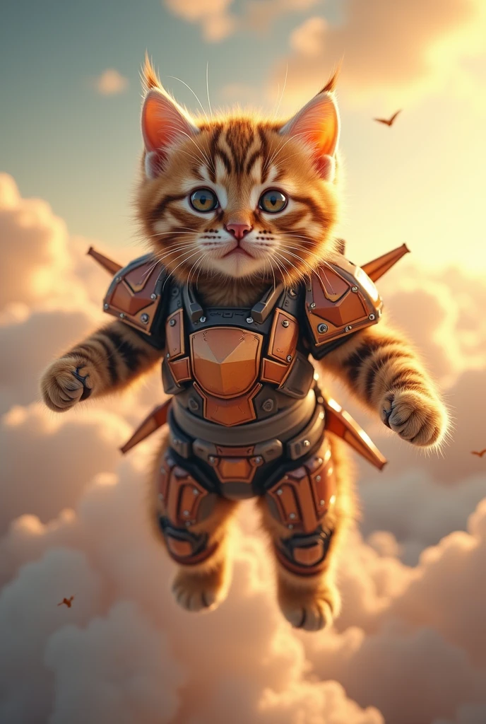 The cutest brown tiger pattern kitten in the world who cosplayed Gundam、Flying in the Sky