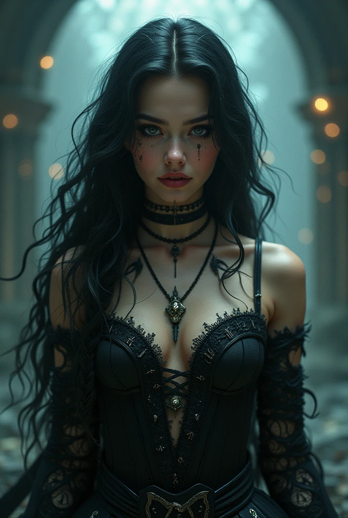Ultra realistic, super realistic , lifelike, black metal princess , girl, rockstar, perfect hourglass body, perfect breast, full body shot, freckles, braces