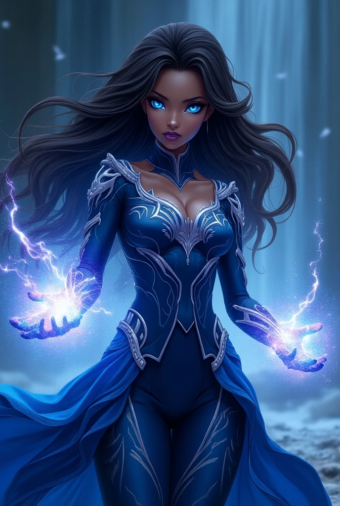 award winning 64k concept art of (black 1girl:1.2) in white majestic open dress standing proudly on the ice, posing, epic, god rays, centered, upper body, (masterpiece:1.2), (best quality:1.2), Amazing, highly detailed, beautiful, finely detailed, warm soft color grading, Depth of field, extremely detailed 64k, fine art, stunning, iridescent, shiny, (light reflections:1.2), (crisp:1.5), silver curls, wind, vibrant, sunlit, (edge detection:1.2), absurdres, impressive, 120mm