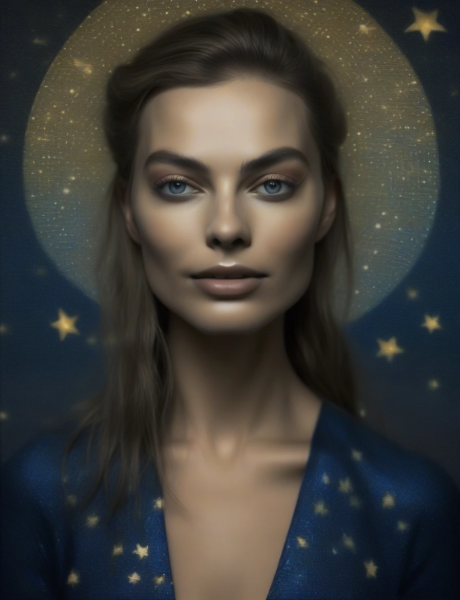 MargotRobbie, (art by Henri Le Sidaner:1.3) ,art by Bill Brauer, photograph, highly detailed, Sharp Murano tiny Qin Dynasty (Female:1.3) , Soul reaver, Dark Pixie hairstyle, Stars in the sky, soft focus, Illustration, deep indigo lighting, film grain, Fuji superia 400, Depth of field 100mm, two colors, "She will be loved, and she will be loved.",  FULLY NAKED, NAKED, TİTS, BUTT, PUSSY, MASTURBATING, LOOKİNG TO VİEWER, PUSSY