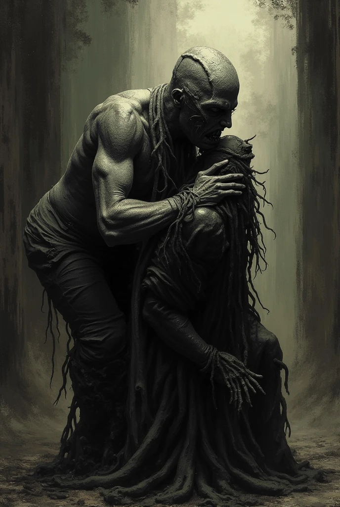bald curupira hugging the evil one