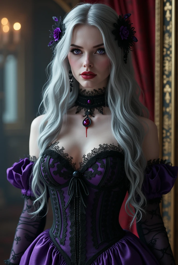 1girl,long sleeves, black dress, off shoulder, bare shoulders, long dress, see-through, tulle dress,,beautiful detailed eyes, beautiful detailed lips, extremely detailed eyes and face, long eyelashes, best quality, 4k, 8k, highres, masterpiece, ultra-detailed, realistic, photorealistic, photo-realistic, ethereal glow, regal elegance, intricate details, luxurious, otherworldly beauty, dark atmospheric background, supernatural aura,  elise,