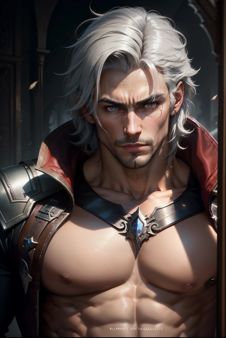Castlevania Lord of the shadows sitting in great Legendary riad environnement moroccan