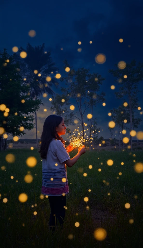 little japanese girl release lot of firefly