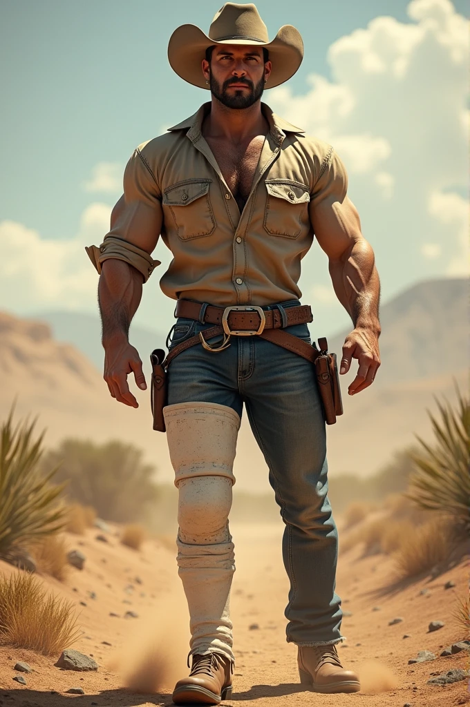 <lora:sexycowboy:0.6> handsome Hispanic man, pecs, abs, sexycowboy, hat, open shirt, boots, rope, wild west, desert, (purple|orange|sunset) sky, masterpiece, 8k, high resolution, shallow depth of field, sharp focus