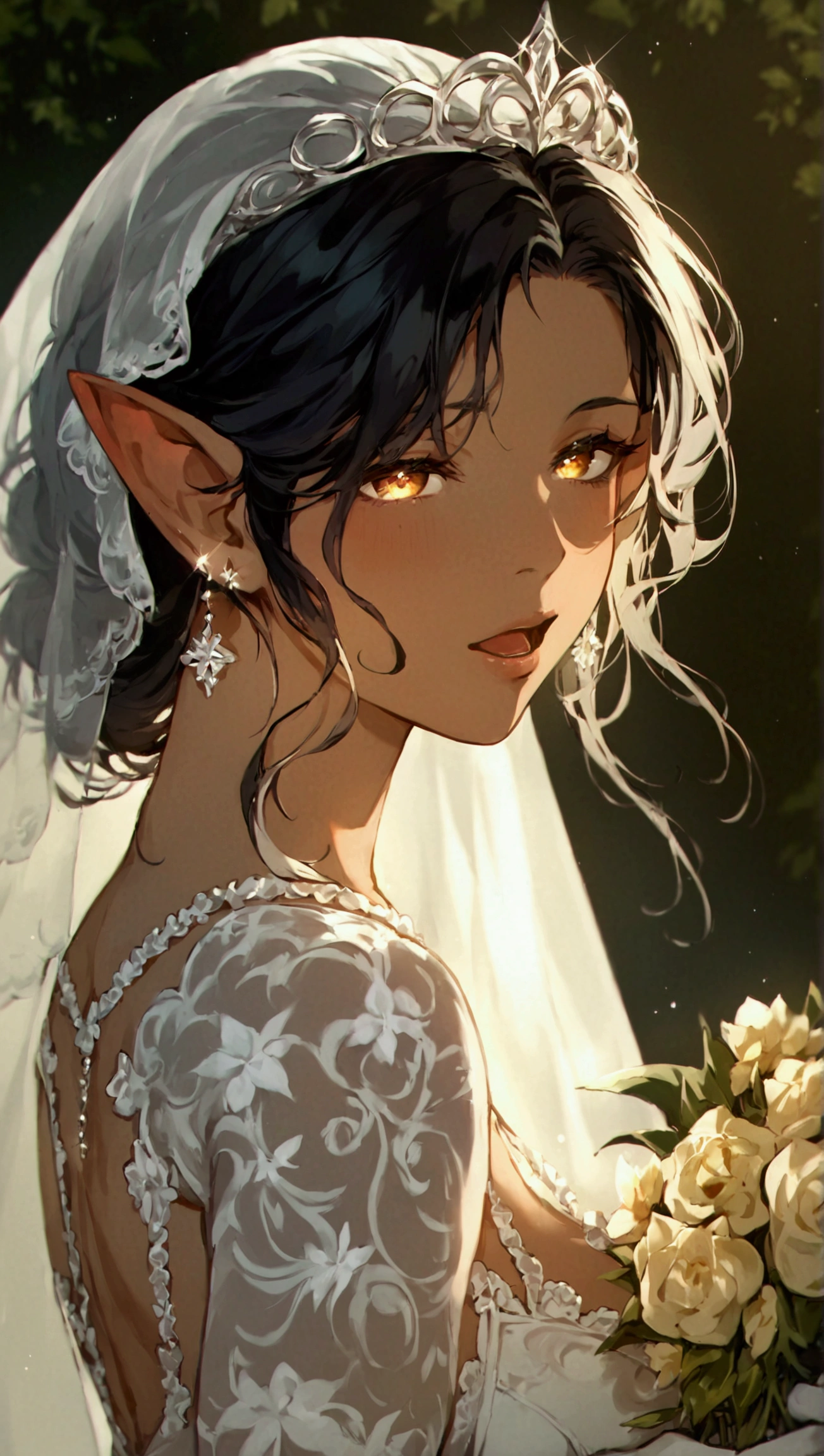 realistic epic, Woman crying with (goat horns 1. 2), sad look, deeply sad facial expression, red and swollen eyes, furrowed eyebrows, red nose, wet cheek, half-open mouth (blood tears 1. 2), (bloodstains on face 1. 4), (dark shot: 1. 4), black hair, beautiful detailed eyes and ears, dramatic lighting, painting style, Gothic art, black eyes, by French painter Alexandre Cabanel, oil painting, (realistic details), (poor peasant clothes 1. 2), veil, neckline, (bare shoulders), gothic lighting, old gothic cathedral background, dim lighting, gloomy