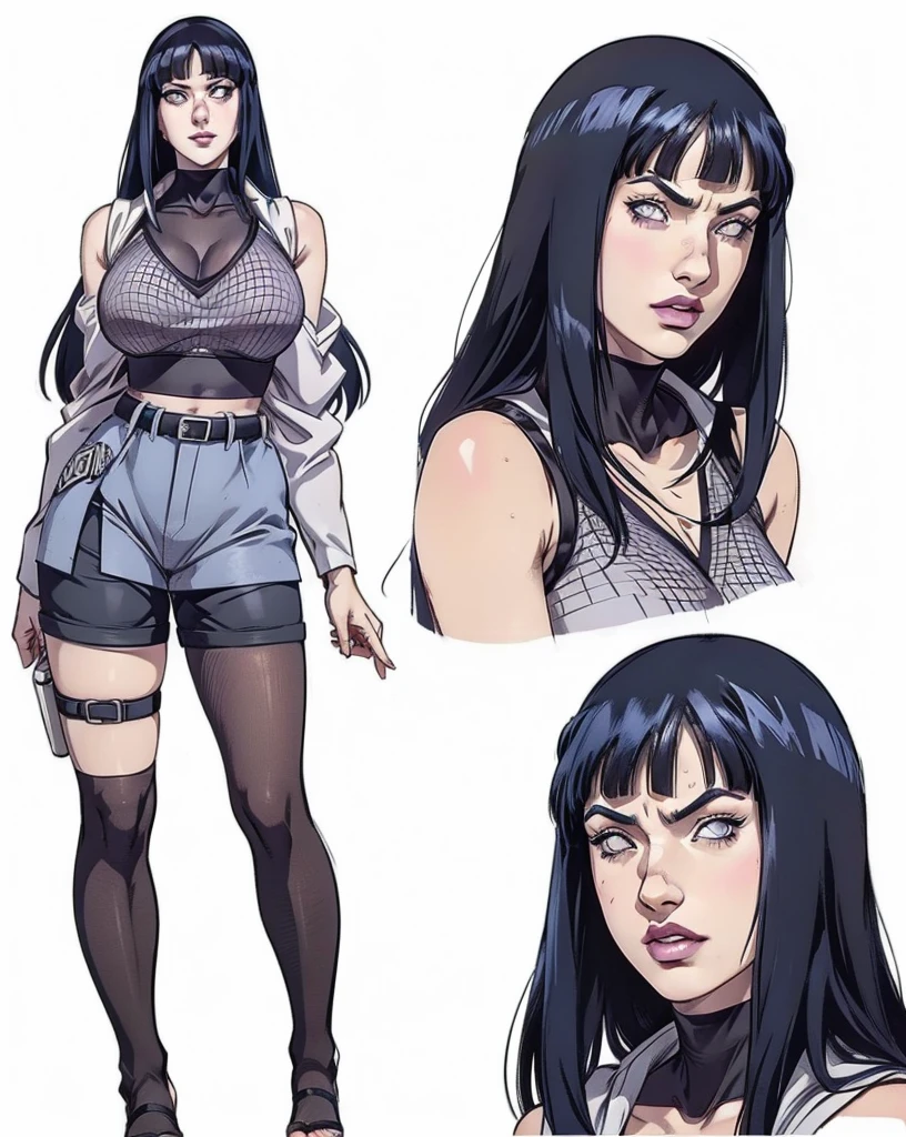 hinata hyuga, extremely realistic,  big ass, thick legs, rosto angelical