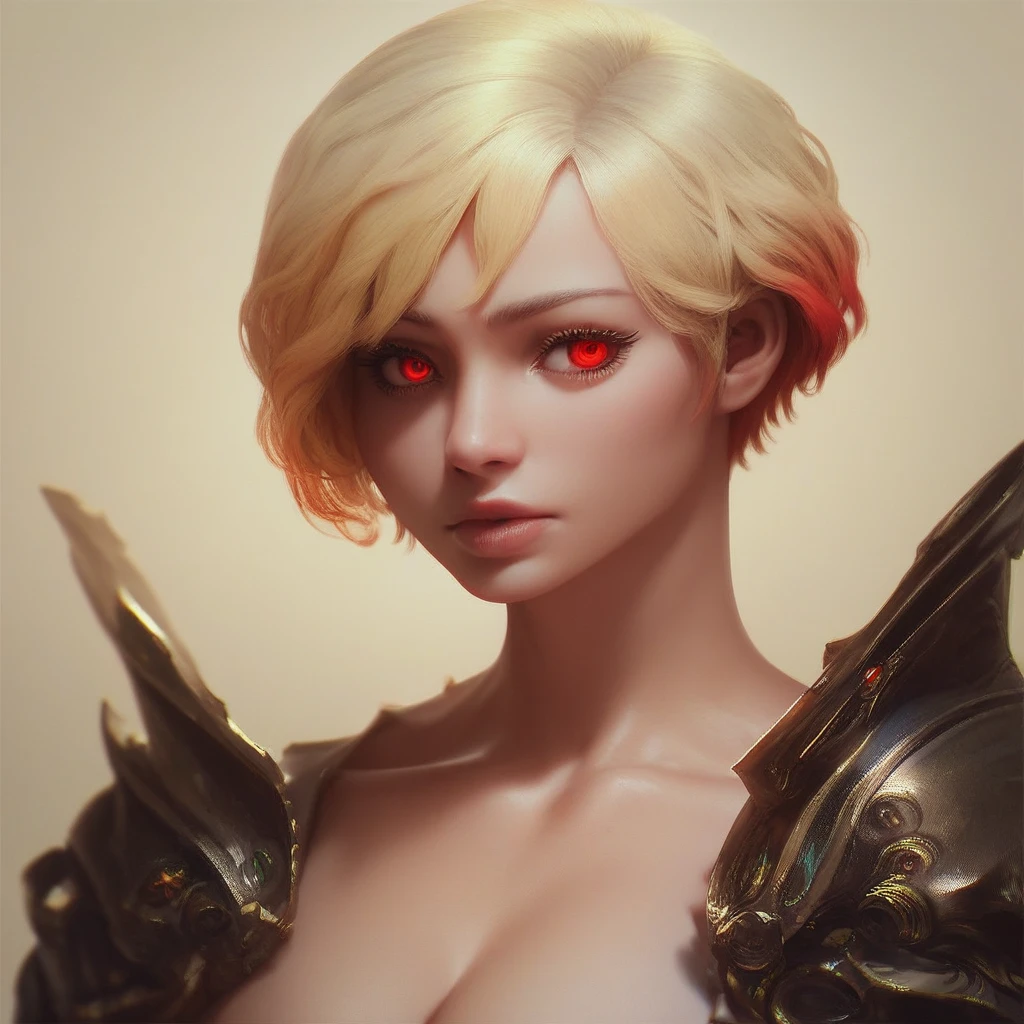 1girl, short hair, dark fantasy, red eyes, gradient hair black to blonde, detailed face, beautiful detailed eyes, beautiful detailed lips, extremely detailed, high quality, detailed, masterpiece, 8k, best quality ratatatat47