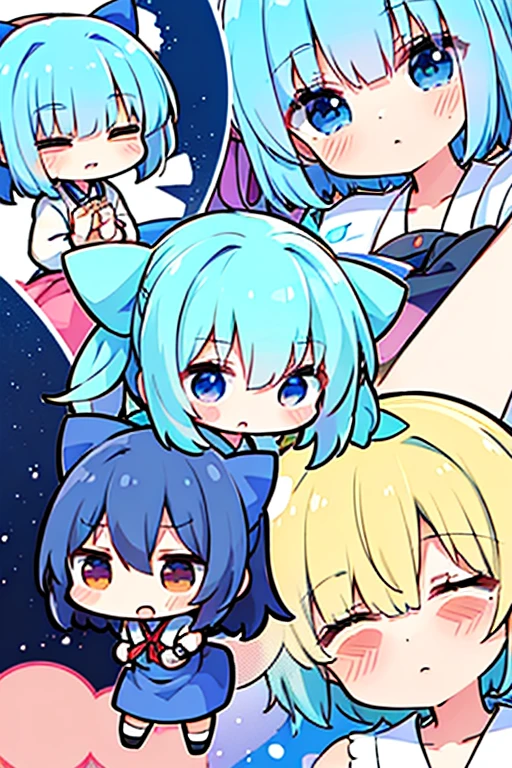 cirno, (((yukkuri))), (((chibi))), (((head only))) (yukkuri shiteitte ne:1.4), yukkuri