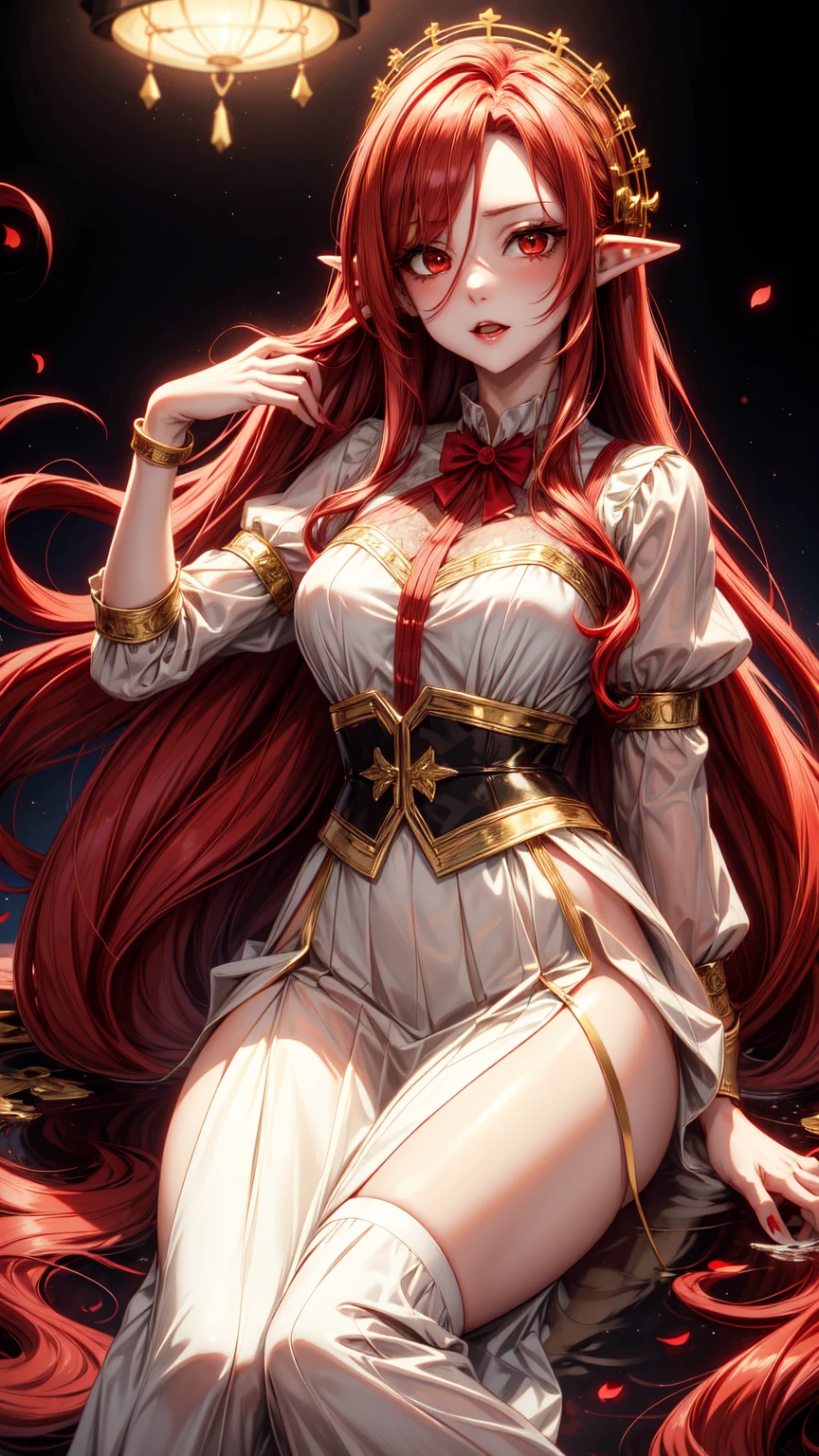 8K-quality、Photorealsitic、8K picture quality、hight resolution、Rias gremory、28 years old、big butt、Large breasts, skirt wind、Half-taken clothes、Unbuttoned exposed breasts,