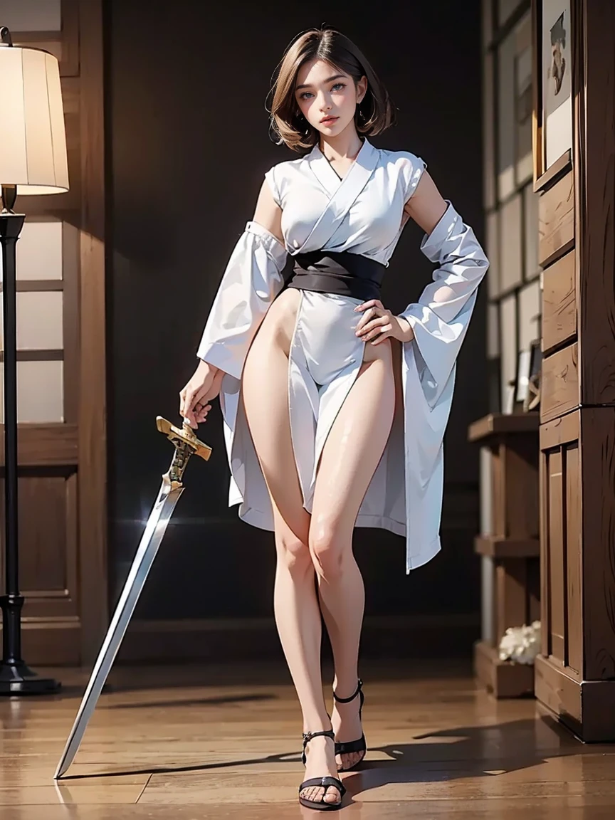 In underwear　Full body sexy　Samurai Swordsman　woman　
