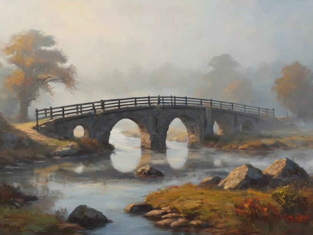 Ancient Bridge in the Fog