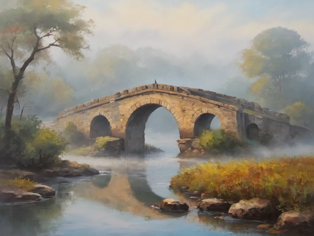 Ancient Bridge in the Fog